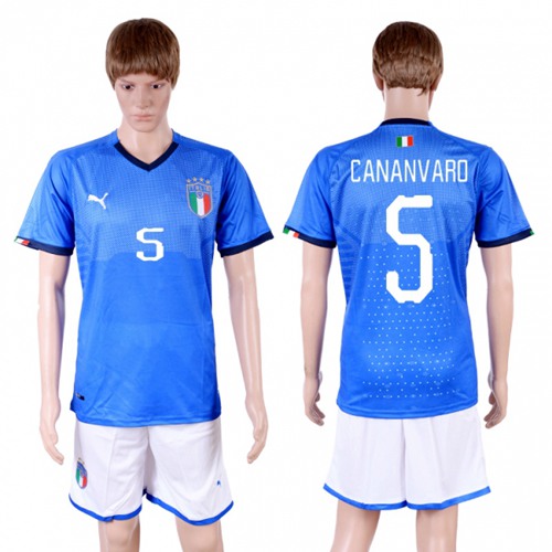 Italy #5 Cananvaro Home Soccer Country Jersey